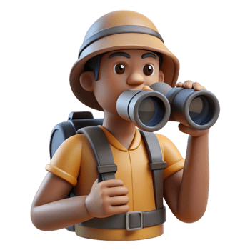 elegant modern Tourist with Binoculars Silhouette Isolated exclusive png