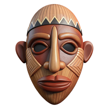 elegant minimalist Traditional African Mask Carved Wood Texture Cutout png