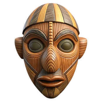 elegant artistic Traditional African Mask Carved Wood Texture Cutout exclusive png