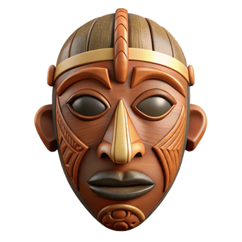 vibrant abstract Traditional African Mask Carved Wood Texture Cutout original png