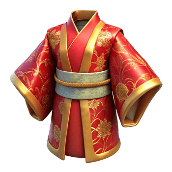 elegant creative Traditional Japanese Kimono Red and Gold Isolated original png