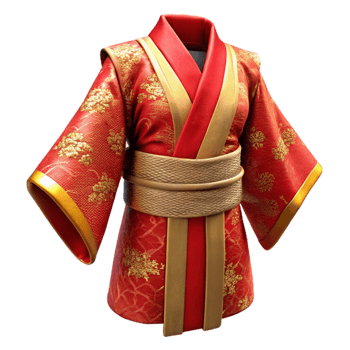 dramatic creative Traditional Japanese Kimono Red and Gold Isolated original png