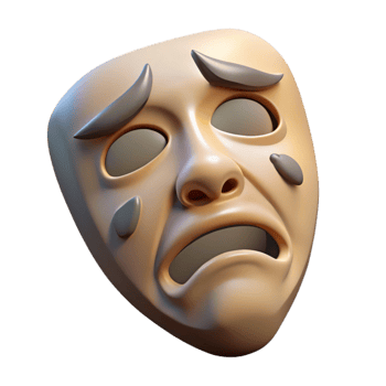 dramatic minimalist Tragedy Mask Sad Expression Isolated original png