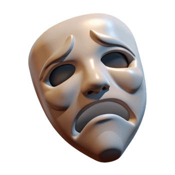 magnificent traditional Tragedy Mask Sad Expression Isolated original png