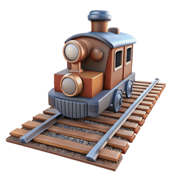 serene contemporary Train on Railroad Tracks Transparent Background detailed png