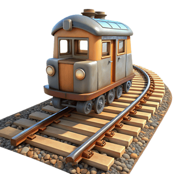 serene minimalist Train on Railroad Tracks Transparent Background detailed png