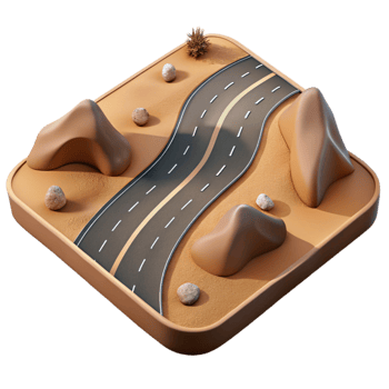 vibrant contemporary Transparent Background Desert Road Aerial View detailed png