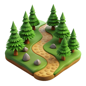 wonderful modern Transparent Background Forest Path Aerial View Isolated exclusive png