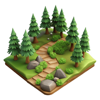 impressive abstract Transparent Background Forest Path Aerial View Isolated original png