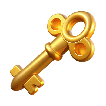 stunning classic Treasure Key Golden and Ornate Isolated Element premium png