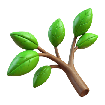 dramatic abstract Tree Branch with Green Leaves Isolated Cutout premium png