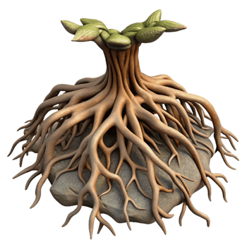 magnificent minimalist Tree Roots Underground View Isolated professional png