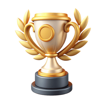 impressive artistic Trophy Award with Laurel Wreath Victory Symbol Gold Finish Transparent Background detailed png
