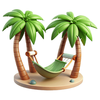 elegant contemporary Tropical Beach Hammock with Palm Trees Cutout exclusive png