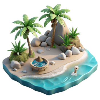 wonderful creative Tropical Beach Paradise Isolated with Crystal Clear Water professional png
