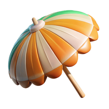 vibrant creative Tropical Beach Umbrella Top View Cutout png