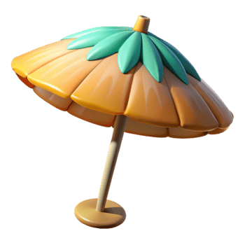 serene rustic Tropical Beach Umbrella with Shadows Cutout genuine png