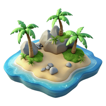 magnificent modern Tropical Island Aerial Perspective Isolated detailed png