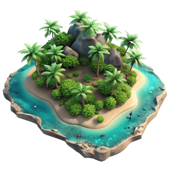 extraordinary modern Tropical Island Lush Vegetation Aerial View Transparent Background exclusive png