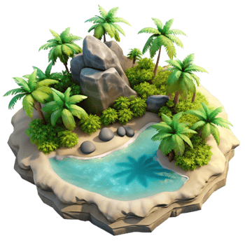 stunning creative Tropical Island Lush Vegetation Aerial View Transparent Background high quality png