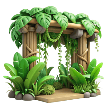 stunning vintage Tropical Jungle with Vines Cutout original png