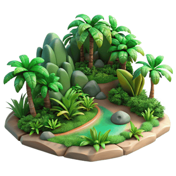 magnificent rustic Tropical Rainforest Landscape with Lush Greenery Isolated original png