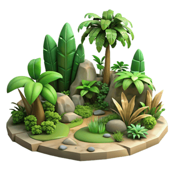 magnificent classic Tropical Rainforest Landscape with Lush Greenery Isolated high resolution png