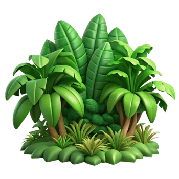 serene creative Tropical Rainforest Lush Green Foliage Isolated authentic png