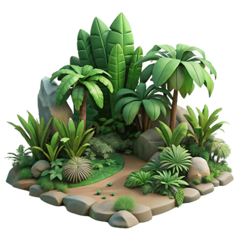 magnificent modern Tropical Rainforest Scene Isolated with Lush Vegetation high quality png