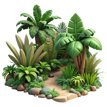 stunning artistic Tropical Rainforest Scene Isolated with Lush Vegetation high resolution png