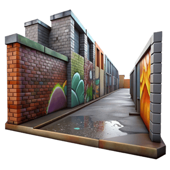 stunning modern Urban Alleyway Graffiti Art Isolated authentic png