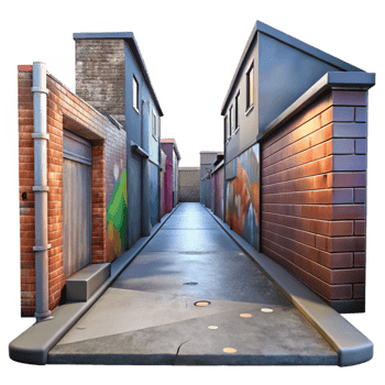 beautiful rustic Urban Alleyway Graffiti Art Isolated png