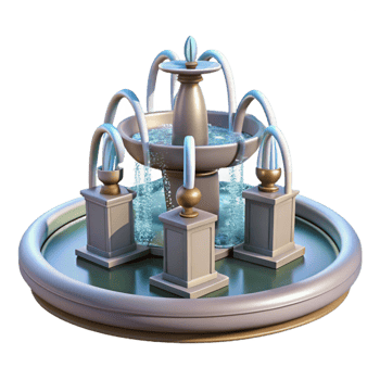 impressive classic Urban Park Fountain with Sculptures Cutout original png