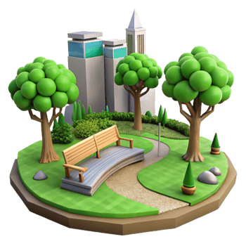 stunning modern Urban Park with Trees Green Grass Cutout professional png