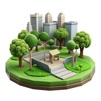 magnificent minimalist Urban Park with Trees Green Grass Cutout detailed png