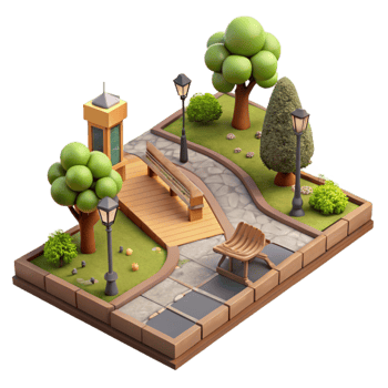 stunning creative Urban Park with Walking Path Cutout professional png