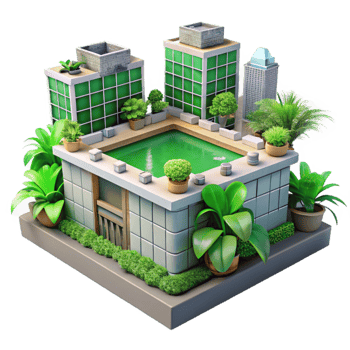 vibrant contemporary Urban Rooftop Garden Green Space Isolated exclusive png