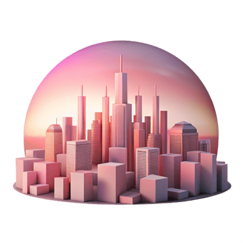 stunning abstract Urban Skyline Dawn Pink Sky Isolated Background detailed png