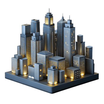 dramatic creative Urban Skyline Night Lights Isolated professional png