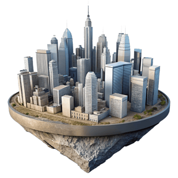 elegant artistic Urban Skyline Panorama Day View Cutout exclusive png