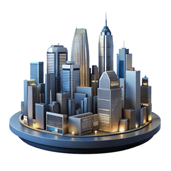 dramatic rustic Urban Skyline Panorama Night View Cutout professional png