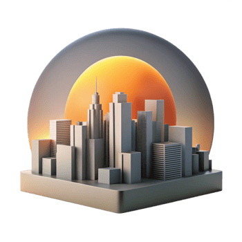 magnificent rustic Urban Skyline Sunrise View Cutout Element authentic png