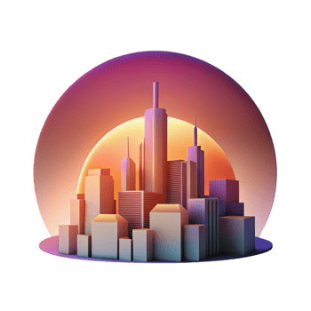 extraordinary minimalist Urban Skyline Sunset Gradient Isolated exclusive png