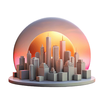 serene modern Urban Skyline Sunset View Cutout high quality png