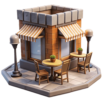 stunning contemporary Urban Street Corner with Cafe Transparent Background original png