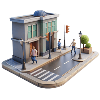 dramatic abstract Urban Street Scene with Pedestrians Transparent Background original png