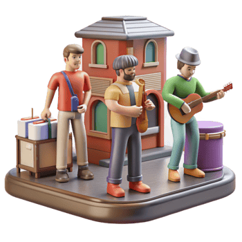 stunning traditional Urban Street Scene with Pedestrians Transparent Background high resolution png