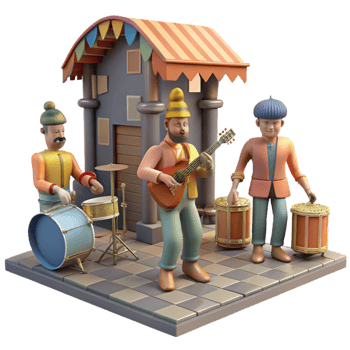 stunning traditional Urban Street Scene with Pedestrians Transparent Background high quality png