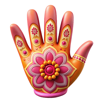 vibrant classic Vibrant Indian Henna Hand Design Floral Pattern Cutout high quality png
