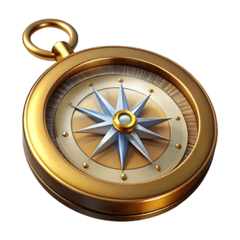 elegant classic Vintage Compass Brass and Glass Isolated high quality png